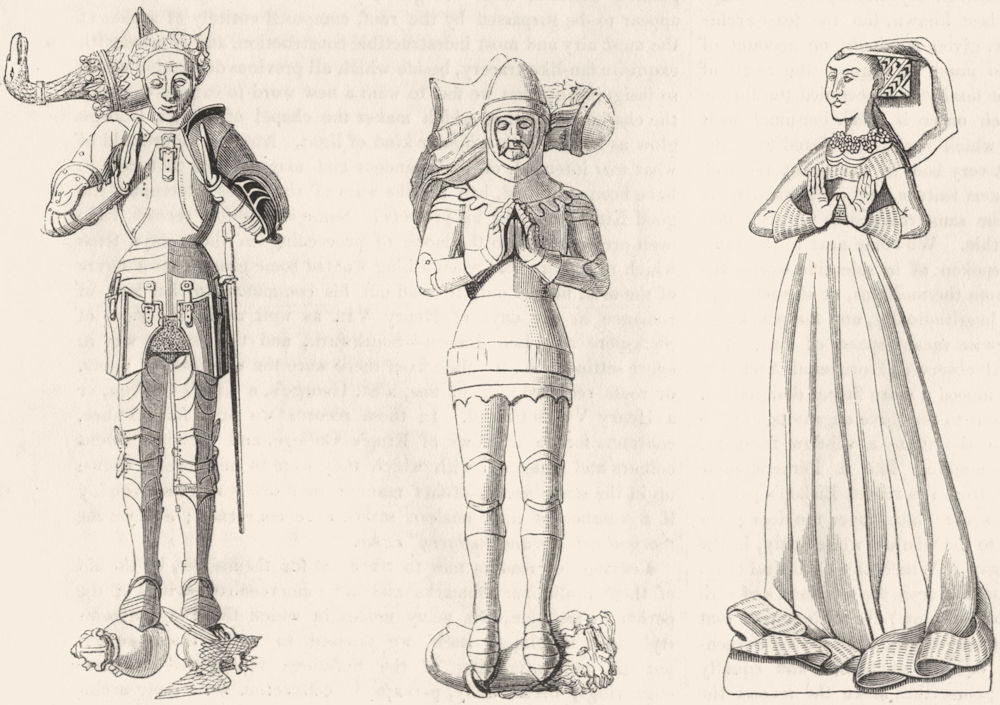 BEAUCHAMP, WARWICK. Pole, Suffolk; Peyton, Isleham 1845 old antique print